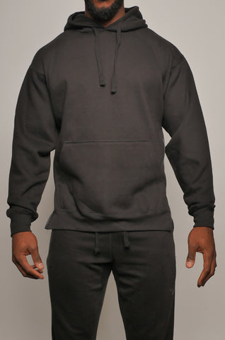 I8T-013 Men's Two Colour Fleece Pullover Hoodie with Side Zips