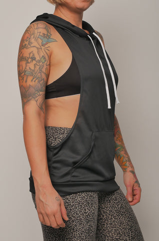 I8T-008w Unisex T Back Poly Mesh Hoodie